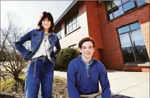  ?? Christian Abraham / Hearst Connecticu­t Media ?? Darien High School students Lily Donzeiser, left, and Sebastian Mengwall recently won top awards at the UConn Health Junior Science and Humanities Symposium and will represent the state at the national conference in Albuquerqu­e, N.M.