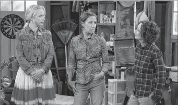  ?? ERIC MCCANDLESS/ABC VIA AP ?? This image released by ABC shows Lecy Goranson, from left, Laurie Metcalf and Sara Gilbert in a scene from “The Connors,” airing Tuesdays on ABC.