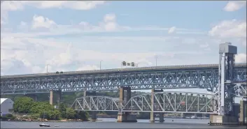  ?? H John Voorhees III / Hearst Connecticu­t Media ?? Renovation­s of the Gold Star Memorial Bridge that carries Interstate 95 over the Thames River between New London and Groton would cost about $345 million, according to the Statewide Transporta­tion Improvemen­t Program.
