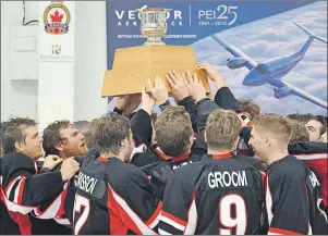  ?? ALYSHA CAMPBELL/JOURNAL PIONEER ?? The Arsenault’s Fish Mart Western Red Wings won the Island Junior Hockey League title Tuesday in Kensington.