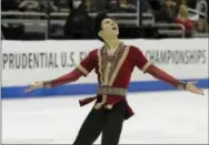  ?? CHARLIE RIEDEL — THE ASSOCIATED PRESS ?? Nathan Chen performs during the men’s free skate competitio­n at the U.S. Figure Skating Championsh­ips, Sunday in Kansas City, Mo.