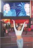  ?? ?? Big dreams: Hailey Kloot, of Coaldale, poses in front of her billboard in Times Square, New York City during New York Fashion Week. The campaign ran in the famous commercial intersecti­on in Midtown, Manhattan from Feb. 9-14 2024.