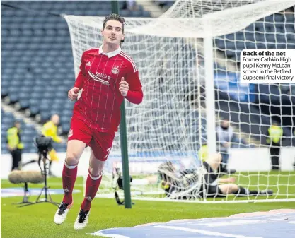  ??  ?? Back of the net Former Cathkin High pupil Kenny McLean scored in the Betfred Cup semi-final victory