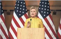  ?? JUSTIN SULLIVAN, GETTY IMAGES ?? Hillary Clinton delivers a counterter­rorism address at Stanford University on Wednesday.