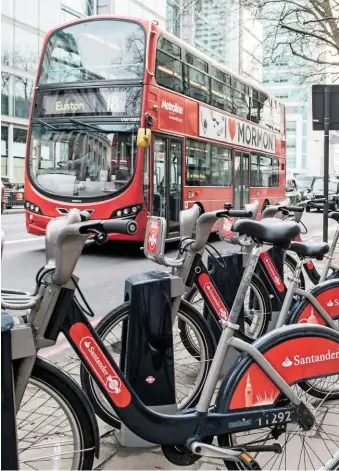  ?? JACK BOSKETT/ RAIL. ?? Ian Taylor says that the capabiliti­es required of a reintegrat­ed railway within public ownership include it being integrated with other forms of local public transport, such as these buses and bikes outside Euston station.