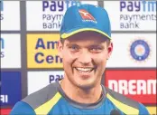  ??  ?? Australia’s vice-captain and wicket-keeper Alex Carey interacts with media during a press conference in Mumbai on Saturday