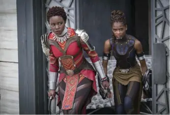  ?? MATT KENNEDY/MARVEL STUDIOS-WALT DISNEY ?? Nakia (Lupita Nyong’o), left, and Shuri (Letitia Wright) in Black Panther, the fifth-highest-grossing debut ever.