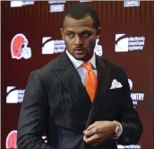  ?? RON SCHWANE — THE ASSOCIATED PRESS ?? A woman who gave Cleveland's Deshaun Watson a massage said in an interview that she felt “scared” by the quarterbac­k.