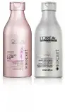  ??  ?? L’Oréal Profession­nel Vitamino Color A-OX Color Fixing & Perfecting Shampoo, $29, and Silver Shine Shampoo, $30.