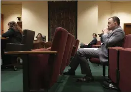  ?? REBECCA S. GRATZ — THE ASSOCIATED PRESS ?? Steven Scott, a parolee, waits to testify in favor of LB20, a bill to provide restoratio­n of voting rights upon completion of a felony sentence or probation for a felony, during a committee hearing last month at the Nebraska state Capitol.