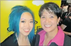  ??  ?? Out On Screen’s Out in Schools youth outreach co-ordinator Jen Sung welcomed MLA Mable Elmore to the pink carpet romp.