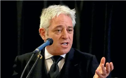  ?? AP ?? John Bercow, Speaker of the House of Commons, dealt a potentiall­y fatal blow to Prime Minister Theresa May’s ailing Brexit deal yesterday.