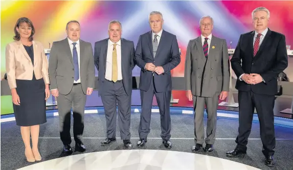  ?? HUW JOHN ?? > The BBC Wales Leaders’ Debate with Huw Edwards, broadcast in May