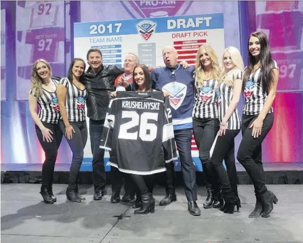  ??  ?? Three happy players at the Pro Am Alzheimer’s Hockey Tournament this weekend were Mike Krushelnys­ki, Corey Christenso­n and Greg Christenso­n. Christenso­n, founder of the tournament, was the highest individual fundraiser, with $53,943 raised.