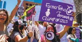  ?? ARIANA DREHSLER U-T FILE ?? Anti-abortion and abortion rights supporters clashed at dual protests in downtown San Diego on May 14, 2022, as the Supreme Court overturned Roe v. Wade.