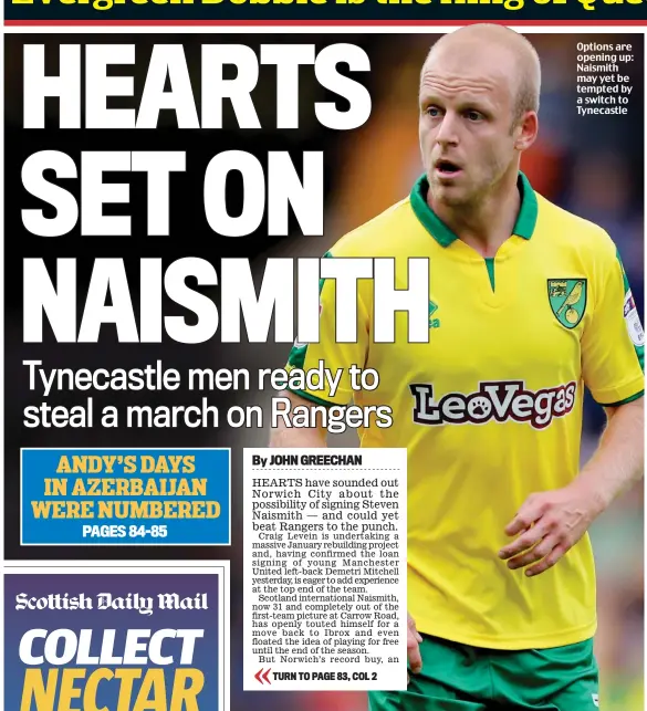  ??  ?? Options are opening up: Naismith may yet be tempted by a switch to Tynecastle