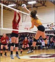  ?? COURTESY OF JACKIE HOOD ?? The Canastota girls volleyball team advanced to the Section III Class B semifinals with a victory over Lowville on Thursday, Feb. 7.