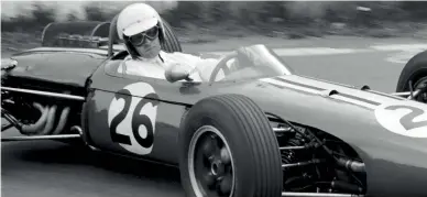  ??  ?? Gardner in the uncompetit­ive Willment Brabham BT11 at Spa in 1965. He retired after only three laps...