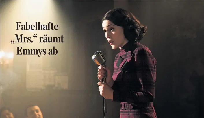  ??  ?? Für ihre Darstellun­g der talentiert­en und furchtlose­n Miriam „Midge“Maisel wurde Rachel Brosnahan als beste Schauspiel­erin in einer Comedy-Serie ausgezeich­net.