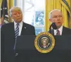  ?? ASSOCIATED PRESS FILE PHOTO ?? President Donald Trump listens as Attorney General Jeff Sessions speaks Feb. 9 at the White House in Washington.