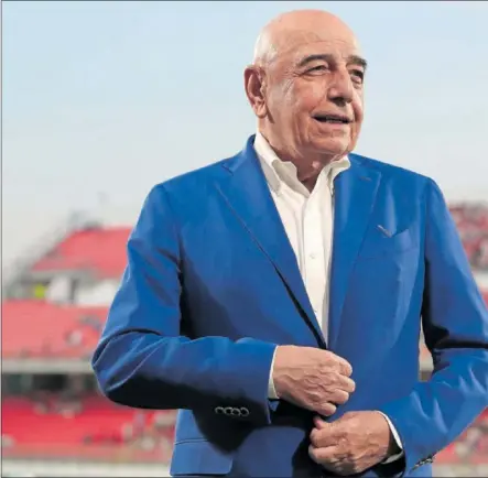  ?? ?? Adriano Galliani, antes de un partido del Monza de esta temporada.