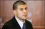  ?? BRIAN SNYDER — THE ASSOCIATED PRESS FILE ?? In this file photo, former New England Patriots NFL football player Aaron Hernandez attends a pretrial court hearing in Fall River, Mass. Hernandez died in 2017, at age 27.