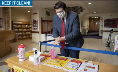  ?? Mayor of Kerry Cllr Niall Kelleher looks over the office and council building cleaning checklist in Tralee. Photo Domnick Walsh. ??