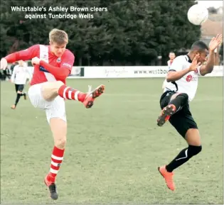  ??  ?? Whitstable’s Ashley Brown clears against Tunbridge Wells