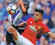  ?? LEE SMITH / ACTION IMAGES VIA REUTERS ?? Manchester United's Alexis Sanchez in action against Chelsea's Antonio Rudiger on Saturday at Wembley Stadium in London.