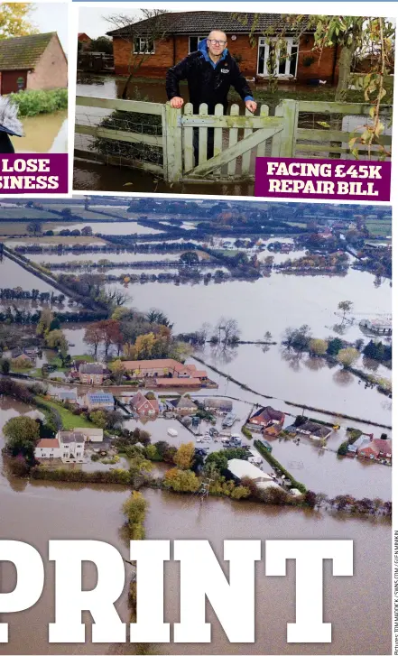  ??  ?? Submerged: The floods in Fishlake, South Yorkshire, and (top, from left) Lu and Philip Waite, Pam Webb and Andy Beaglehole