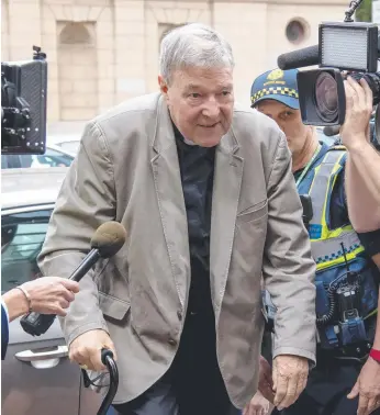  ?? Picture: AP ?? Cardinal George Pell arrives at the County Court in Melbourne.
