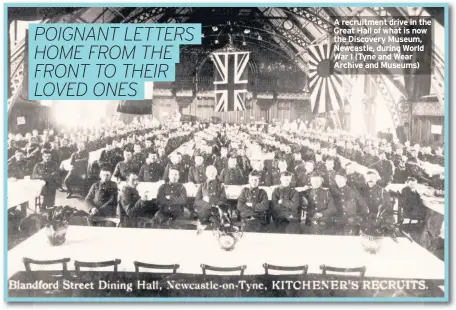 ??  ?? A recruitmen­t drive in the Great Hall of what is now the Discovery Museum, Newcastle, during World War I (Tyne and Wear Archive and Museums)