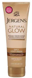  ??  ?? Jergens Natural Glow Daily Moisturize­r.This is a great body lotion that creates a gradual natural looking tan while moisturizi­ng with vitamin E and has an SPF of20. It comes in a 2oz travel size which makes it great to throw in your makeup or beach bag.$8, 7.5 oz, Target