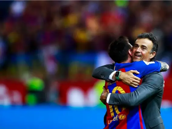  ??  ?? Luis Enrique bids farewell to Barcelona after three years at the club (Getty)