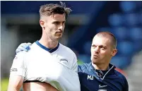  ?? ?? HURT: PNE’s Andrew Hughes leaves the field injured