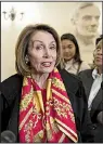  ?? AP/J. SCOTT APPLEWHITE ?? House Speaker Nancy Pelosi and President Donald Trump traded letters Wednesday on the State of the Union speech.