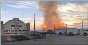  ?? KCFD FACEBOOK PAGE ?? Motorists traveling along Highway 99 through McFarland on Saturday saw a large haystack on fire.