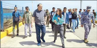  ?? ?? Defense Secretary Gilbert Teodoro and military officials inspect security facilities in Aurora province on March 14.