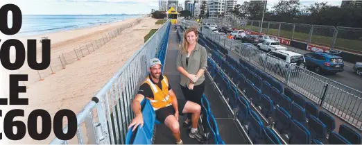  ?? Pictures: DAVID CLARK ?? GC600’s Melissa Stephens and iEDM’s Mark Trathen show off the seats along the back straight and chicane area.