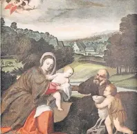  ??  ?? Polidoro da Lancianos „Heilige Familie mit dem Johanneskn­aben“steht beim Auktionsha­us Hargesheim­er zur Versteiger­ung.