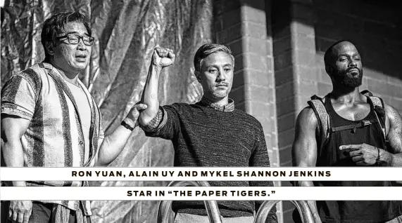  ?? WellGo USA ?? RON YUAN, ALAIN UY AND MYKEL SHANNON JENKINS STAR IN “THE PAPER TIGERS.”