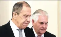  ?? PICTURE: EPA ?? Russian foreign minister Sergei Lavrov, left, and US secretary of state Rex Tillerson arrive for bilateral talks at the Russian foreign ministry guest house in Moscow yesterday.