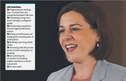  ?? BIG PLANS: LNP leader Deb Frecklingt­on is due to visit Townsville today to announce her party’s priorities for the electorate. ??