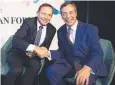  ??  ?? Tony Abbott with Nigel Farage in Sydney in 2018.