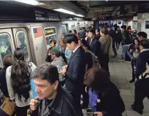  ?? JEWEL SAMAD, AFP/GETTY IMAGES ?? New York subway riders will need to find an alternate route when the Canarsie Tunnel closes in 2019 for 18 months.