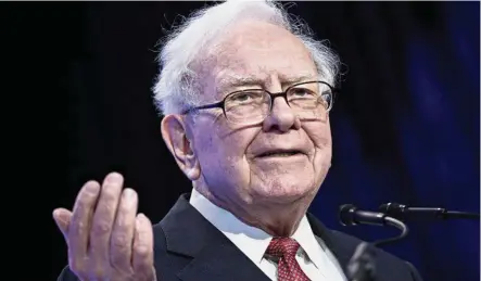 ??  ?? Buffett: Even if your borrowings are small and your positions aren’t immediatel­y threatened by the plunging market, your mind may well become rattled by scary headlines and breathless commentary. And an unsettled mind will not make good decisions.