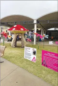  ?? Courtesy photo ?? Artist Gina Gallina has crocheted a “Humongous Fungus,” which will be on display outside of Nadine Baum Studios at 505 W. Spring St. in Fayettevil­le throughout this year's Artosphere Festival.