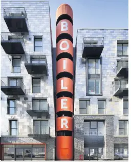  ??  ?? Apartments at the Boiler House have floor-to-ceiling windows, sleek kitchens, spacious balconies and rooftop allotments for growing plants and vegetables