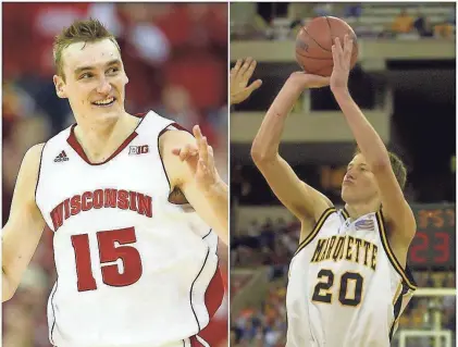  ?? FILE PHOTOS ?? Sam Dekker, left, who Wisconsin recruited from Sheboygan Lutheran, and Steve Novak, who Marquette recruited from Brown Deer, were two of the most highly sought-after in-state recruits since 2000.