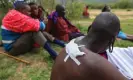  ?? Photograph: Daniel Irungu/EPA ?? A Maasai man in Loliondo – 1,000km away from Ruaha – who claims he was was shot in the back by Tanzanian security forces. Critics say the violence there ‘should’ve triggered internal alarm’ at the World Bank before financing the Regrow project.